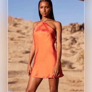Cult Gaia Minna Orange Halter Dress